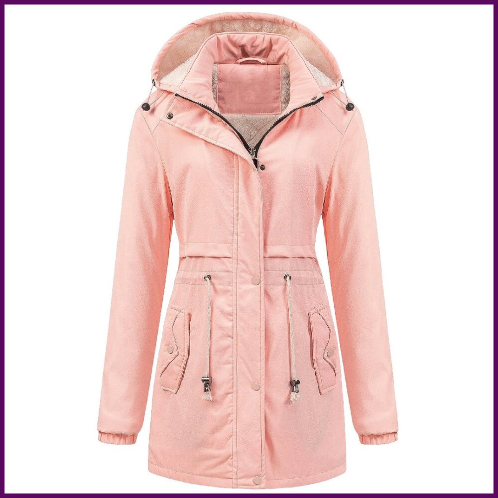 Women's Mid-Length Parka Winter Jacket Fleece Lined Snow Coat